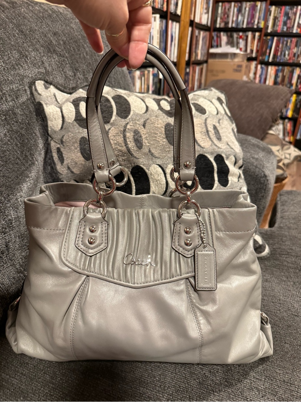 Coach Gray Leather Satchel Handbag
